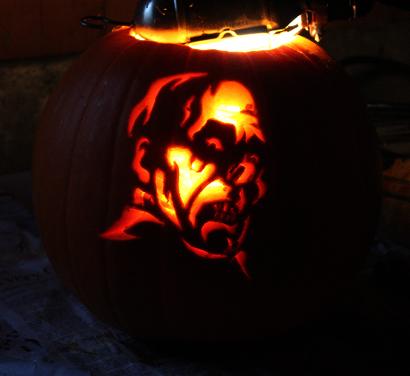 Halloween pumpkin carving of the Phantom of the Opera