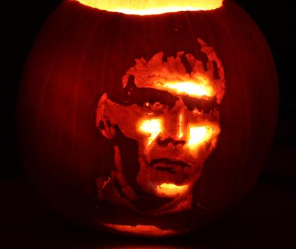 Lurch from The Addams Family carved into a Halloween Pumpkin