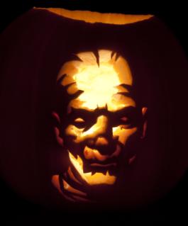 A pumpkin carving of the classic Mummy
