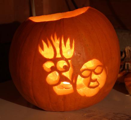 Pumpkin Carving of Beaker & Bunsen Honeydew from the Muppets